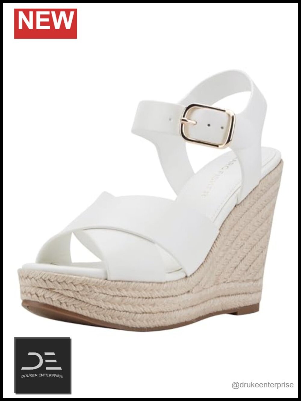 Faux Leather Ankle Strap Platform Wedge Sandals 4.33" Heel